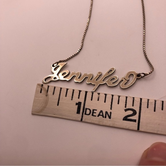 Vtg Sterling Silver Jennifer Name Plate Chain Necklace 14” - Picture 8 of 8